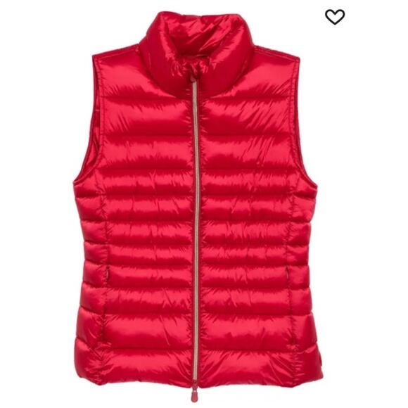Save The Duck Women's Charlotte Vest Puffer Vest Animal Free Fiery Red Size 0 XS - Picture 1 of 8